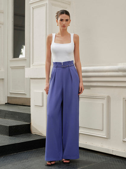 High-Waist Belted Wide-Leg Pants - Chic Rio