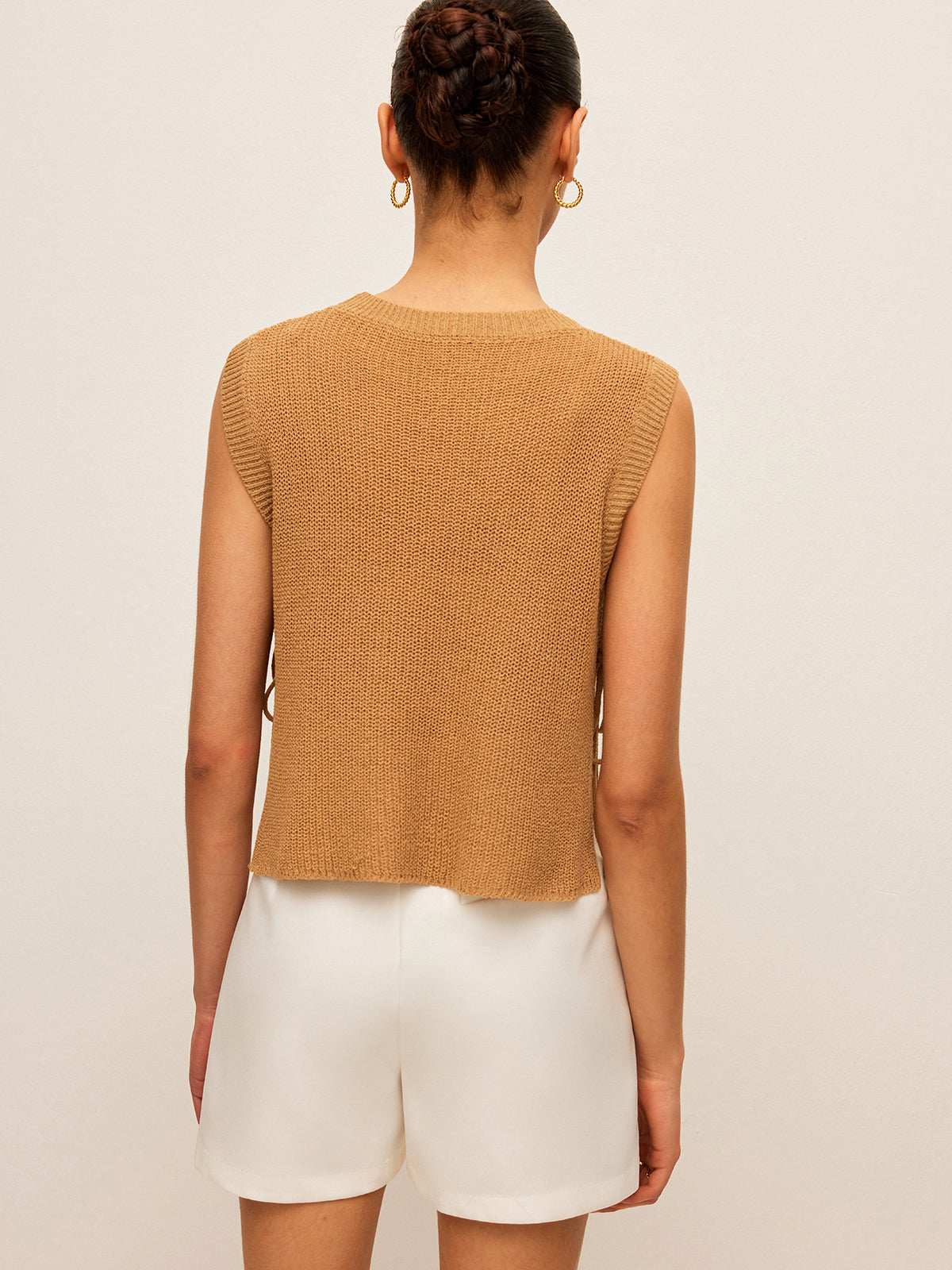 Side Tie Detail Knitted Sleeveless Top - Chic Rio