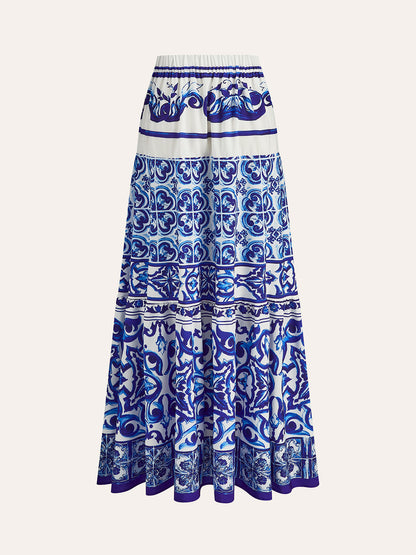 Boho Print Satin Skirt - Chic Rio