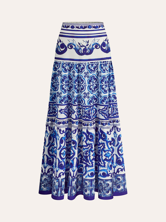 Boho Print Satin Skirt - Chic Rio