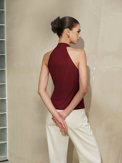Halter Neck Knotted Front Top - Chic Rio