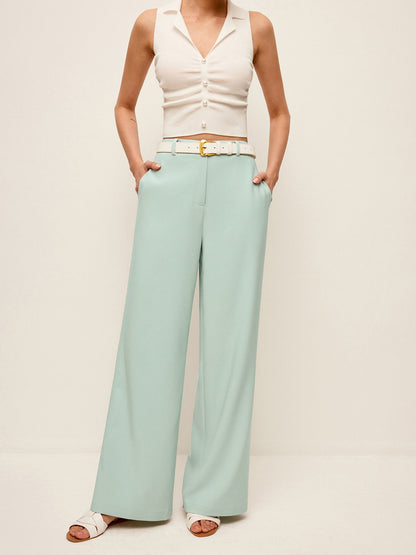 Mid-Waist Wide-Leg Pants Without Belt - Chic Rio