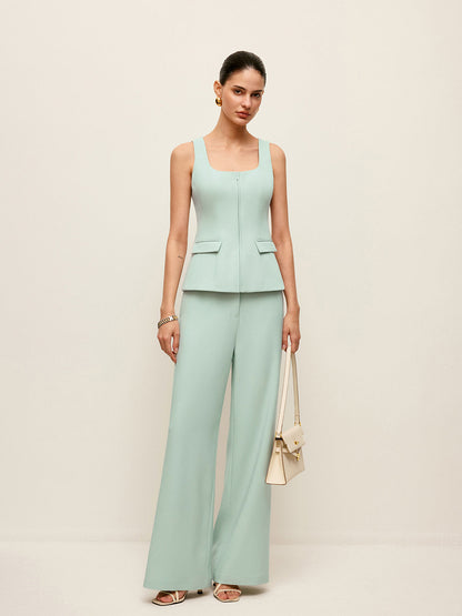 Mid-Waist Wide-Leg Pants Without Belt - Chic Rio