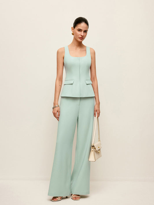 Mid-Waist Wide-Leg Pants Without Belt - Chic Rio