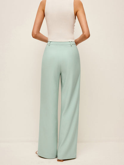 Mid-Waist Wide-Leg Pants Without Belt - Chic Rio