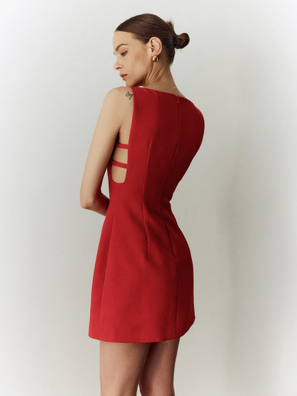 Sleeveless Cutout Solid Dress - Chic Rio