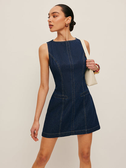 Sleeveless Denim Dress - Chic Rio