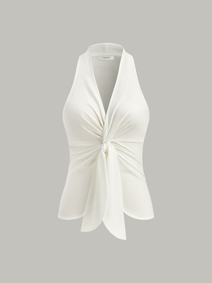 Halter Neck Knotted Front Top - Chic Rio