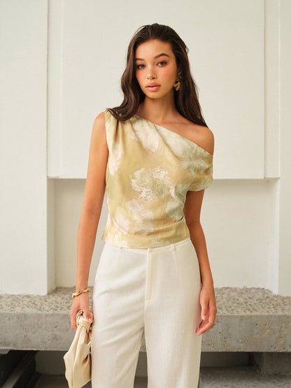 One-Shoulder Floral-Patterned Top - Chic Rio