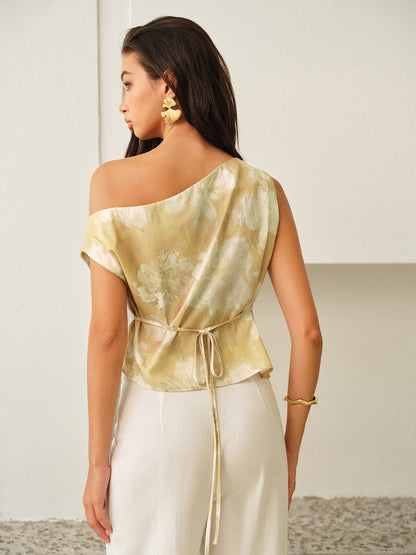One-Shoulder Floral-Patterned Top - Chic Rio