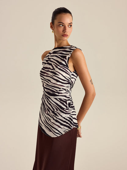 Zebra Print Off-Shoulder Top - Chic Rio