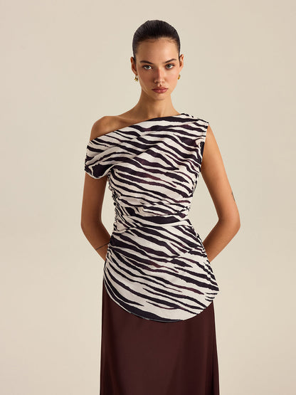 Zebra Print Off-Shoulder Top - Chic Rio