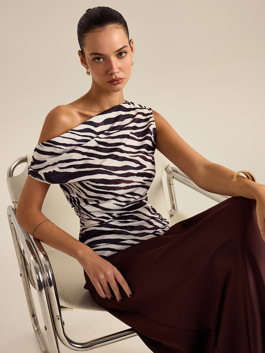 Zebra Print Off-Shoulder Top - Chic Rio