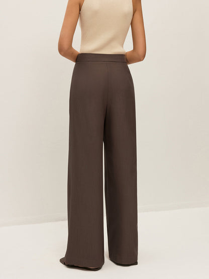 Mid-Waist Metal Detail Pleated Pants - Chic Rio