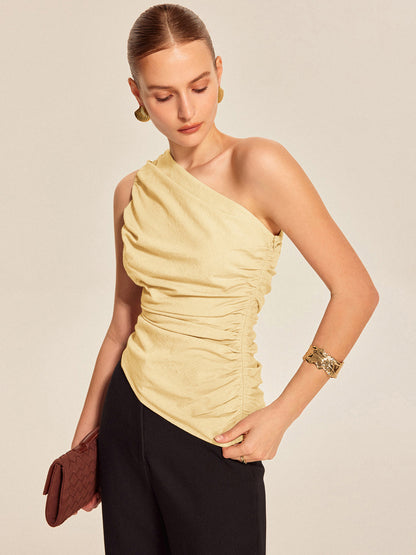 Ruched Side One-Shoulder Top - Chic Rio