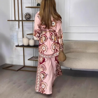 Unique Satin Pattern Print Button-Down Loose Shirt - Chic Rio