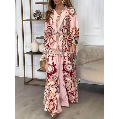 Unique Satin Pattern Print Button-Down Loose Shirt - Chic Rio