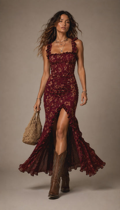 Amalfi Bloom Ruffle Maxi Dress